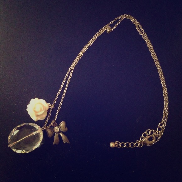 Vintage Rose and Bow Necklace