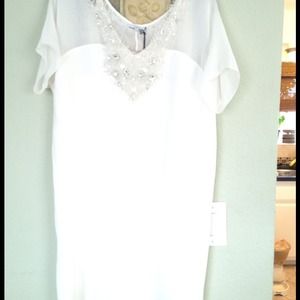 Cream beaded sheath dress