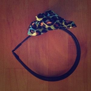 Leopard print flower headband