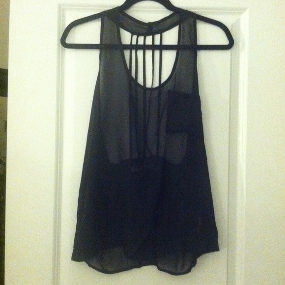 ❌❌SOLD❌❌black open back chiffon top!