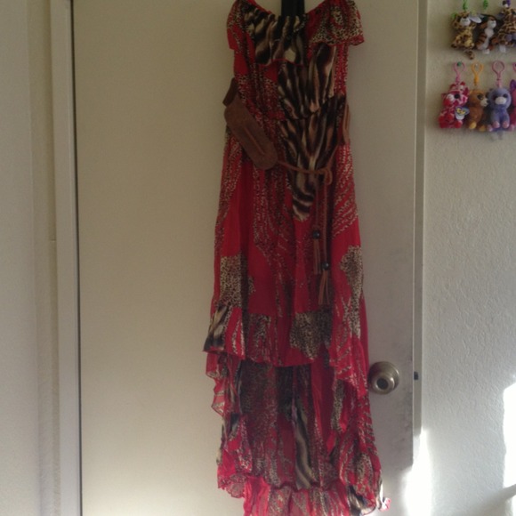 Red Hi-Lo Cheetah Print Dress 👗🐆