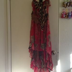 Red Hi-Lo Cheetah Print Dress 👗🐆