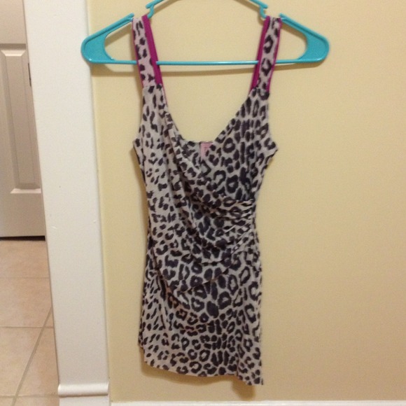 Sweet pea sexy leopard mesh faux wrap top