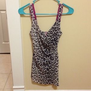 Sweet pea sexy leopard mesh faux wrap top