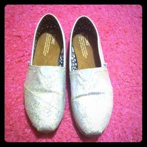 SIlver Glitter Toms w/ Original Box **RESERVED