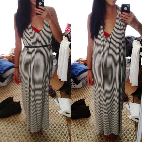 Off white and black stripes maxi