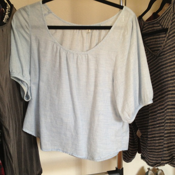 Sheer light blue top