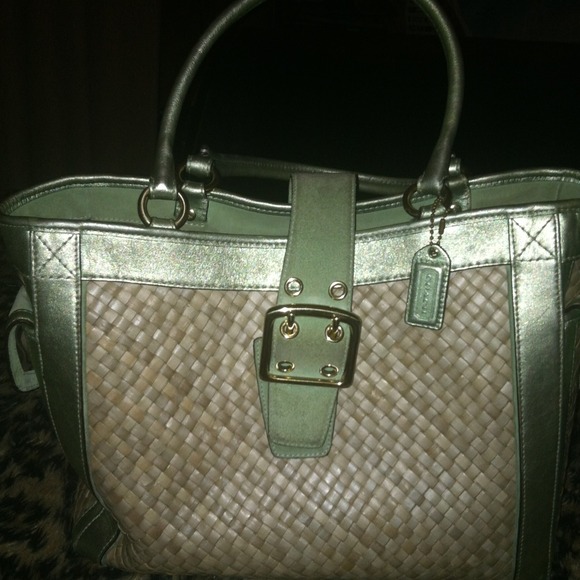 Authentic COACH straw/leather purse