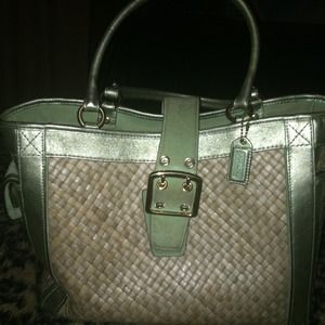 Authentic COACH straw/leather purse