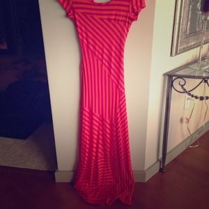 Pink & orange striped bebe maxi