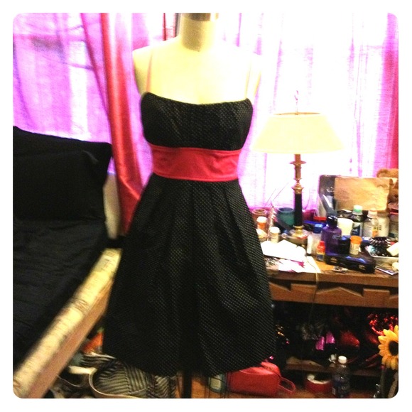 Cute black, white and pink polkadot dress