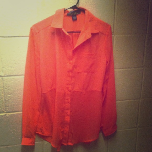 Coral button down shirt