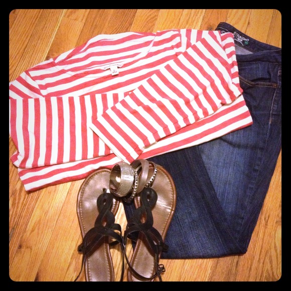 Banana Republic Tops - ⚠️SOLD⚠️Coral striped top