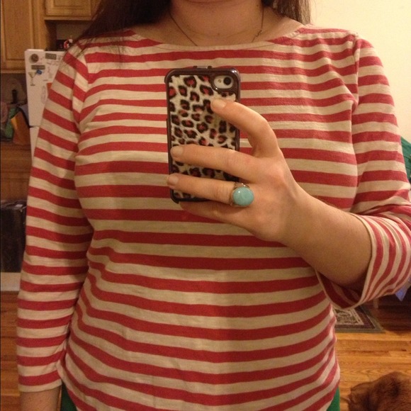 ⚠️SOLD⚠️Coral striped top - Picture 3 of 4