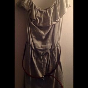 Green ruffle romper with belt