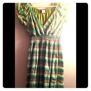 Green/blue stripes dress