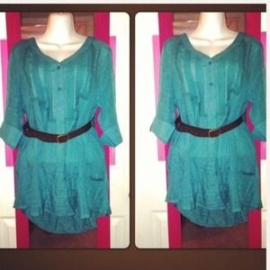 ✔Reserved✔  Teal Blouse w/brown belt.