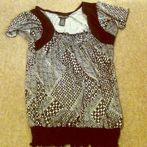 Dressy Black and White Print Top