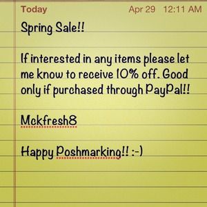 Spring Sale 10% off!!!! :-)