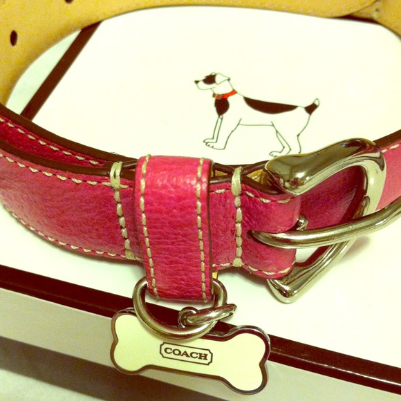 Coach Pink Leather Dog Collar only