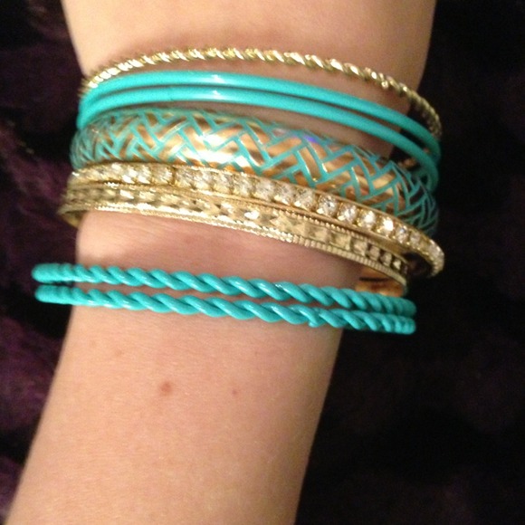 Turquoise and gold bangles brand new!