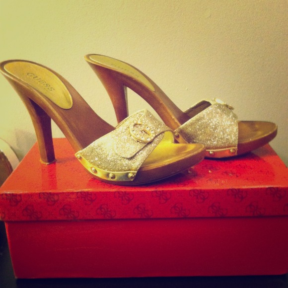 Women's Guess Gold Glitter Slip In