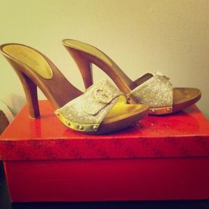 Women's Guess Gold Glitter Slip In