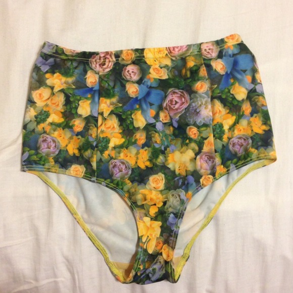 American Apparel high-waisted floral bikini bottom