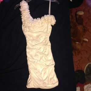 Deb's one shoulder dress