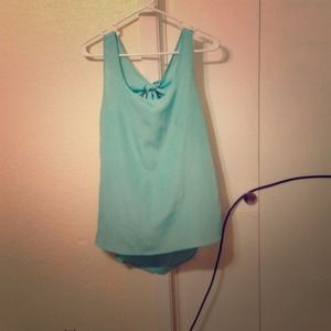 Turquoise hi-lo hem blouse
