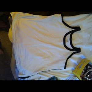 Athletic Works White Tank with Black Ribbing