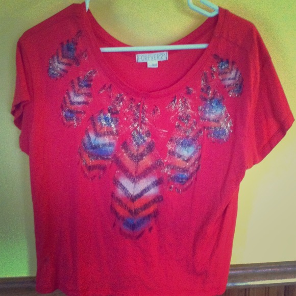 Orange feather tee
