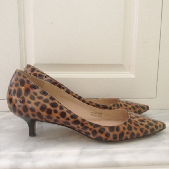 Via Spiga Cheetah Print Patent Kitten Heel Pumps
