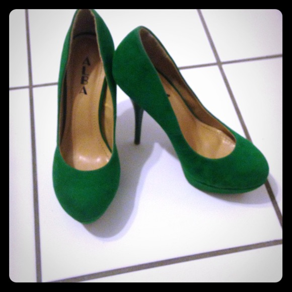 Green Suede Pumps