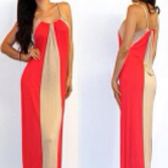 🚫SOLD🚫✨Reduced✨NWT Coral and tan maxi - Picture 2 of 2