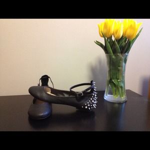 Brand new never worn adorable black spike flats