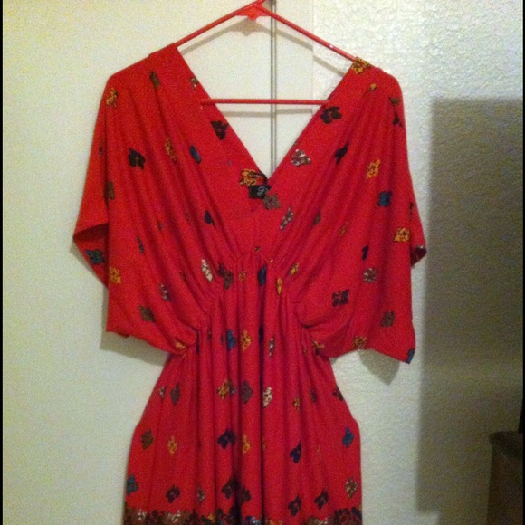 Red/Orange Flower Print Dress