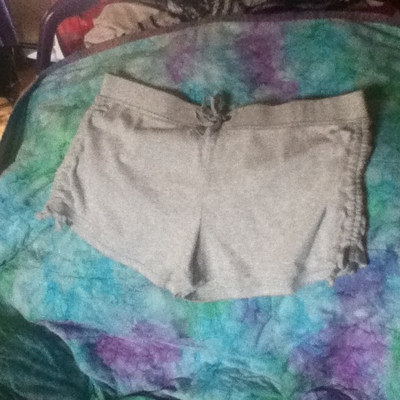 Gray shorts.
