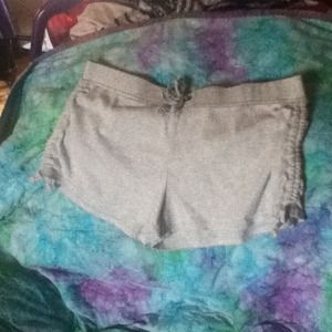 Gray shorts.