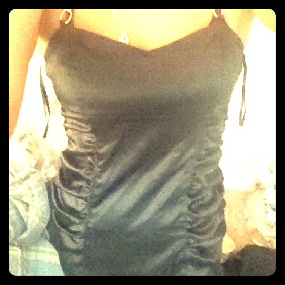 Black dress with gold chain straps