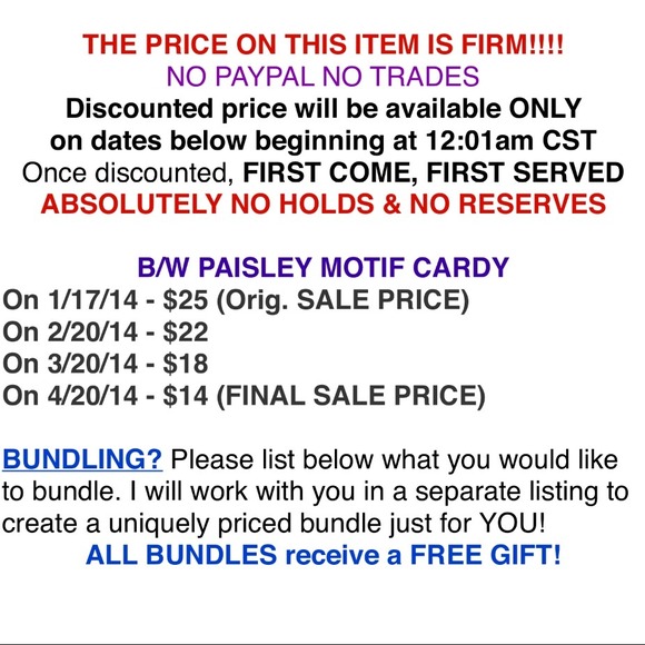 ❌SOLD❌in bundle Adorable B/W Paisley Motif Cardy - Picture 4 of 4