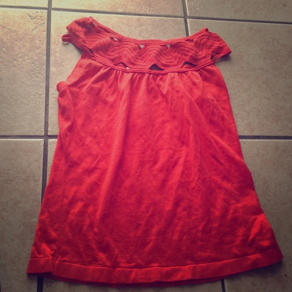 Bright red crochet detail tank top