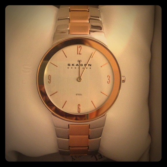 BWNT-Women's Rose Gold & Silver Skagen Dress Watch