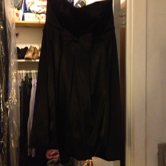 Macy's black strapless with a bow under the bust !