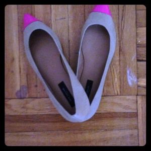 New Ann Taylor Shocking Pink Elizabeth Pointy Flat