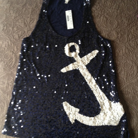 New with tags sequin anchor tank.