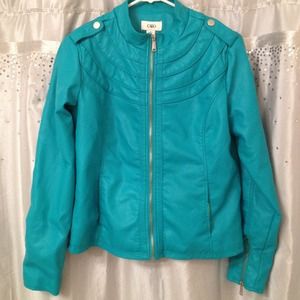 Teal faux leather jacket