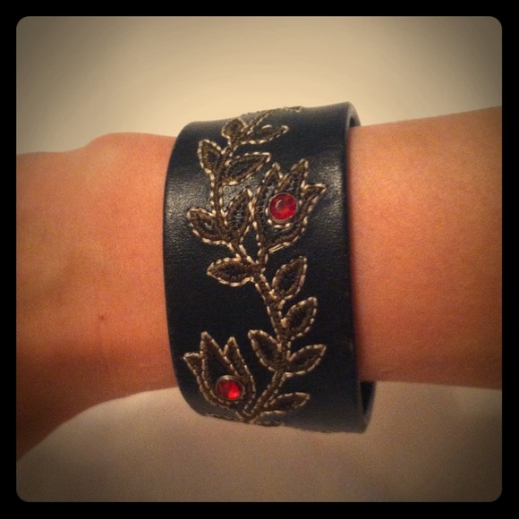 Stitched leather cuff