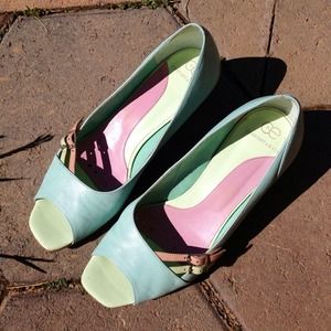 Pastel Blue Cute Open Toe Pumps