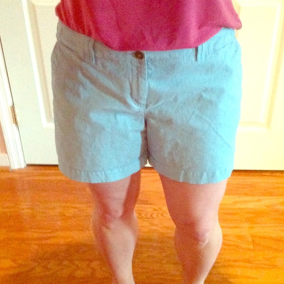 2 pairs of mid rise shorts! Blue and yellow!